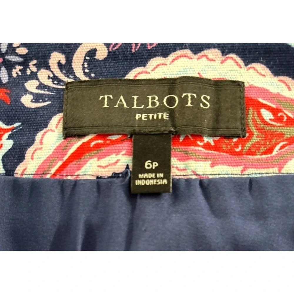 Talbots Paisley A-Line Skirt Women's Size 6P Multi Color Side Zip Lined Floral‎